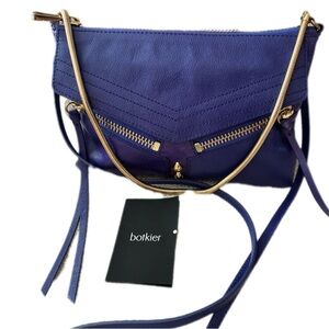 Botkier EUC Trigger Envelope Royal Blue Leather Crossbody Bag with Gold Accents